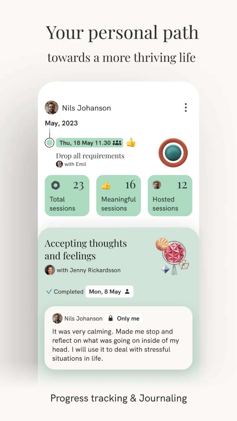 Aware: a personal path with sessions, progress and journaling